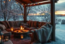Draußen winterlich genießen: Feuer, Licht und geschützte Orte