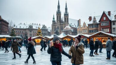 Öffentliche Plätze im Winter als Treffpunkte für Jung und Alt