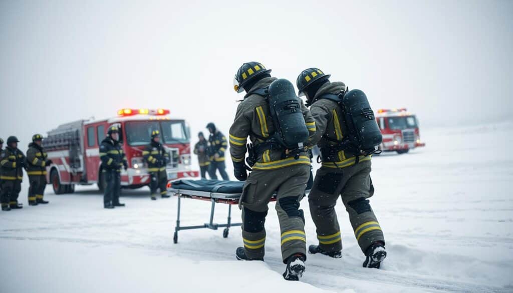 Rettungsübungen bei Schneefall