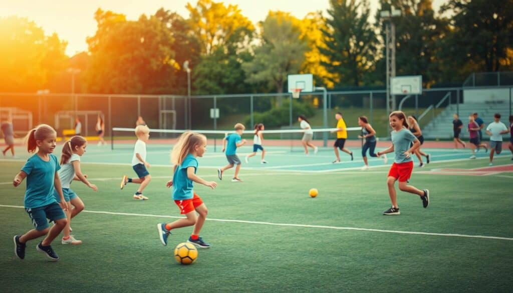 Vielfalt an Sportarten auf dem Sportplatz Vielfalt an Sportarten auf dem Sportplatz